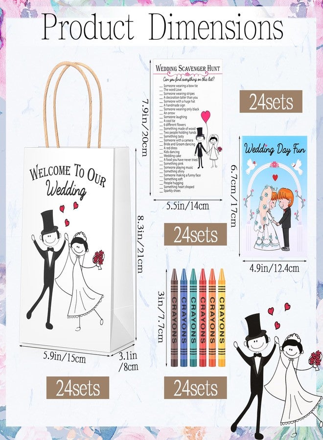 Mooliwe 96 Pcs Wedding Activity Set Include 24 Coloring Books 24 Favor Bags 24 Crayons 24 Scavenger Hunt Sheets for Wedding Activities Game Favor Entertainment Party Supplies - Image 2